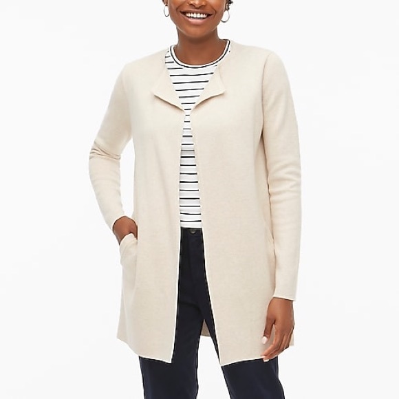 J. Crew Sweaters - NWT J Crew Mid Length Cotton Cream Sweater Jacker
